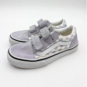 Vans Old Skool V Sneaker Shoe Kids' Checkerboard Lilac/Mist Purple Sz US1.5 EU32